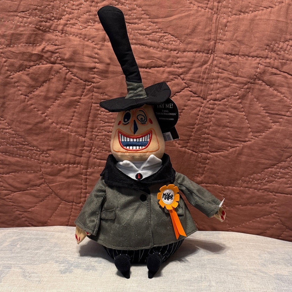 Nightmare‎ Before Christmas Singing Mayor Plush Toy with Black Hat and Gray Suit